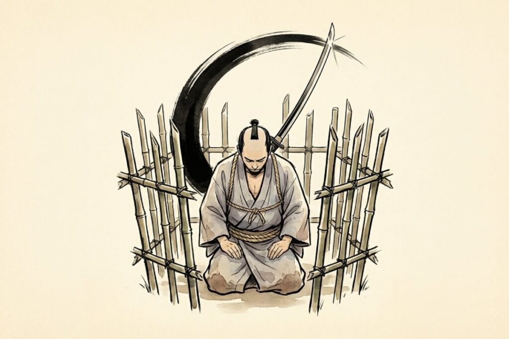 かごめかごめの怖い話 牢屋にいる死刑囚と処刑のイメージ