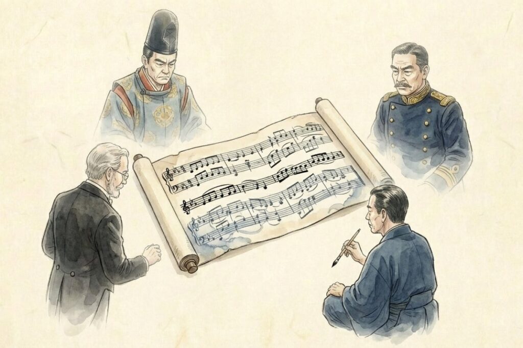 君が代の作者たち 歴史に関わった4人の人物（読み人知らず・フェントン・林広守・奥好義・エッケルト）