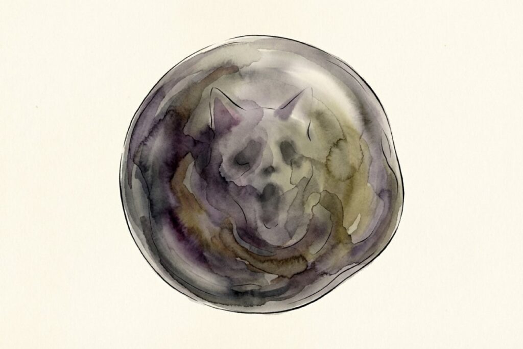 シャボン玉の怖い都市伝説や猫の死説をイメージした暗いイラスト