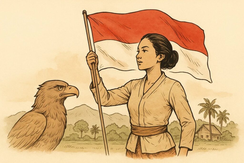 独立の闘争を歌うインドネシア国歌