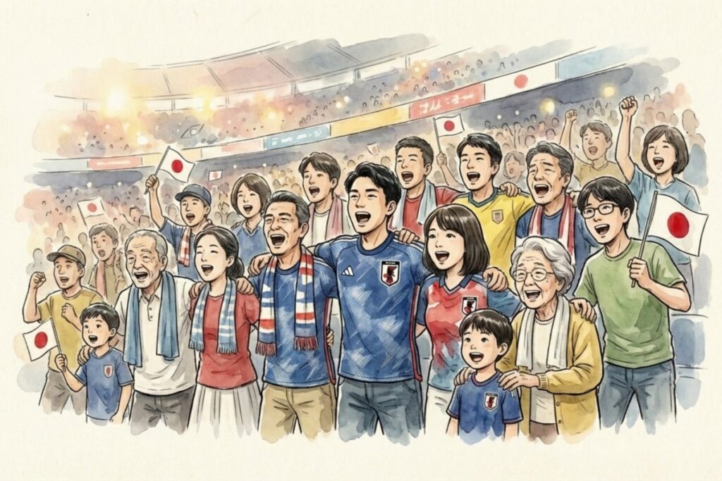 現代の君が代 国際スポーツ大会で日本代表を応援するサポーターたち