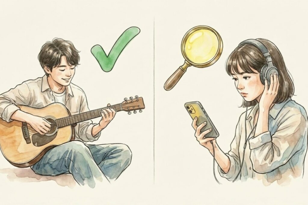 自分で演奏する場合の安全性と市販音源を利用する場合の権利確認の重要性