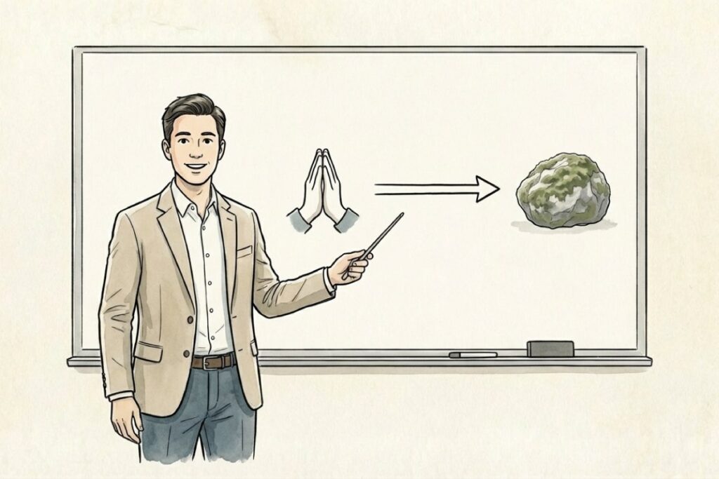 君が代の歌詞の意味を外国人にわかりやすく解説している様子