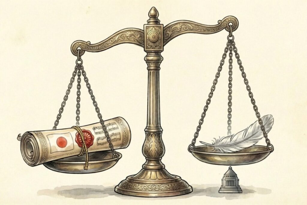 君が代訴訟の最高裁判決において職務命令の合憲性と懲戒処分のバランスを測る天秤