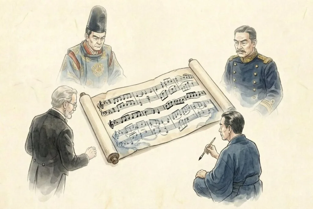 君が代の作者は誰？歌詞と曲に隠された4人の歴史